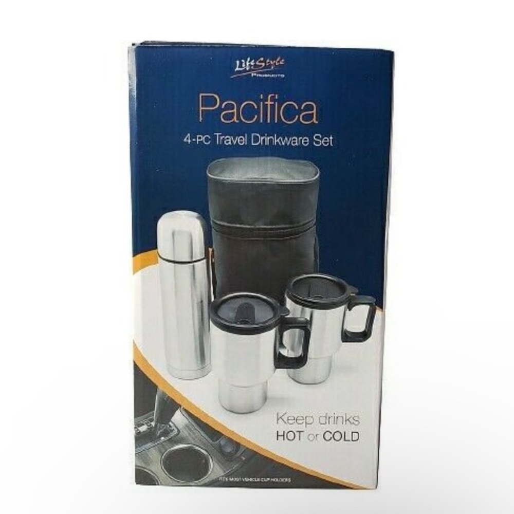 NIB Pacifica 4-PC Travel Drinkware Set. Hot or Cold.